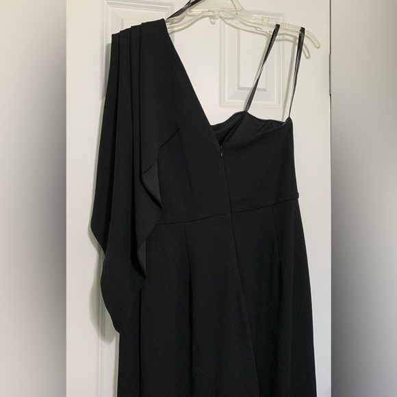 Black WideLeg Jumpsuit LaundrybyShelliSegal One-shoulder Drape PRIORITY SHIPPING - Picture 2 of 10